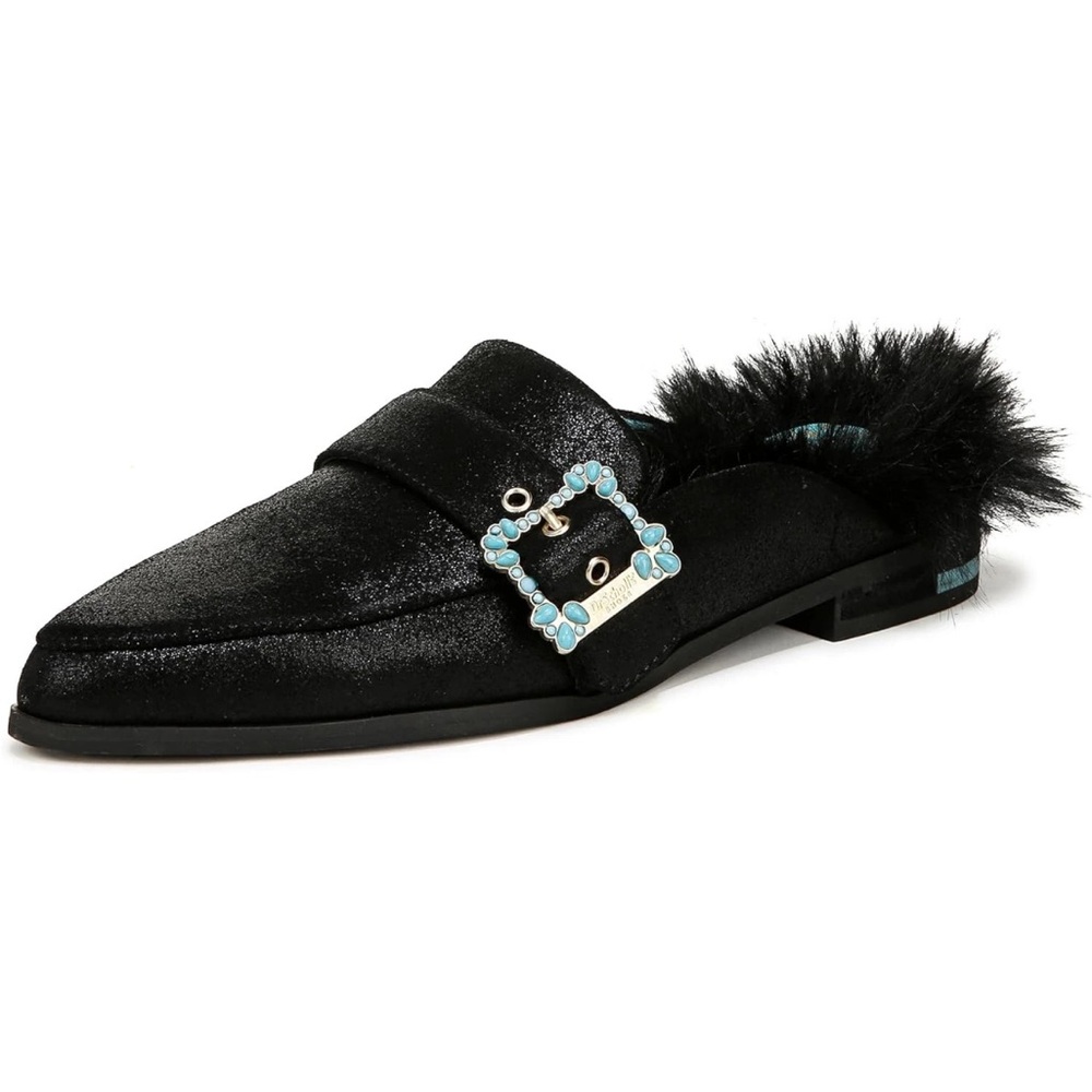 Dr Scholls Mr‎ Carl Black Fur-Trimmed Women's Loafers NEW 6